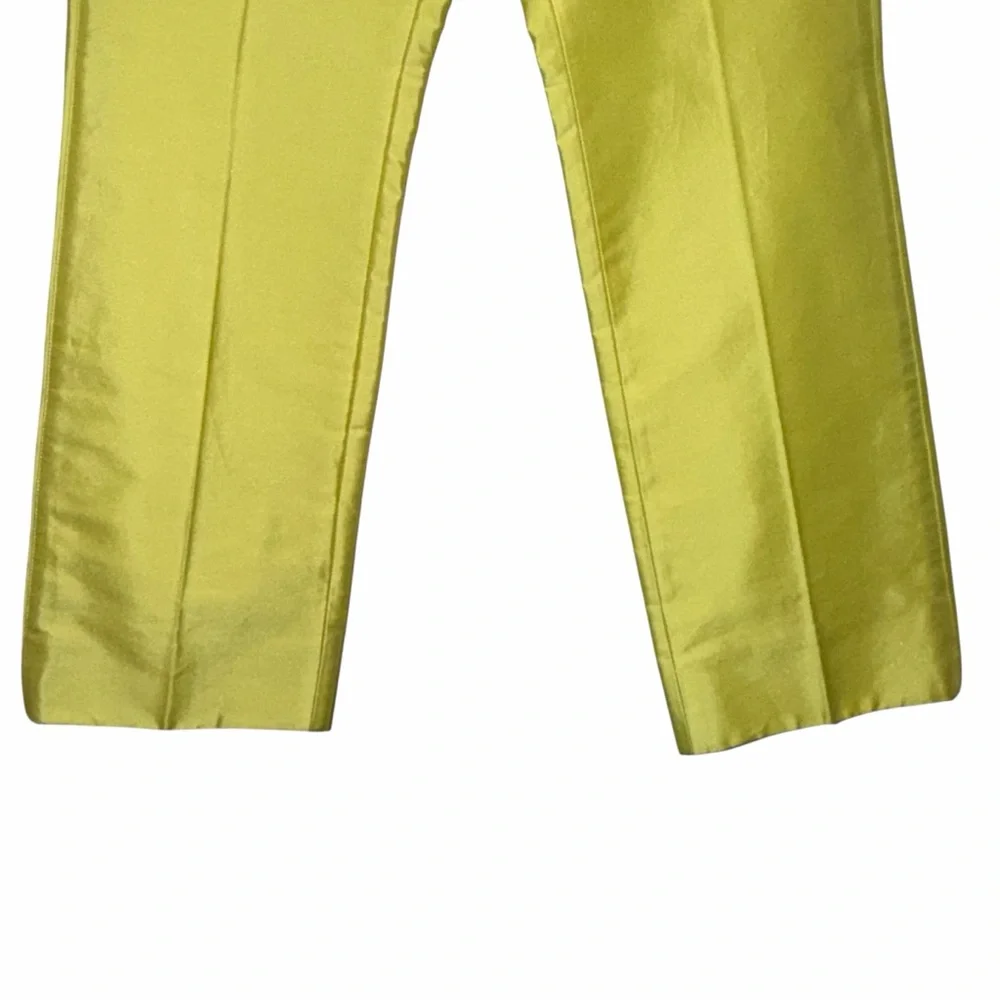 VALENTINO Mikado Silk Blend Pants Chartreuse Yellow Green IT40 US4 NWT ⚪️ - Picture 7 of 14